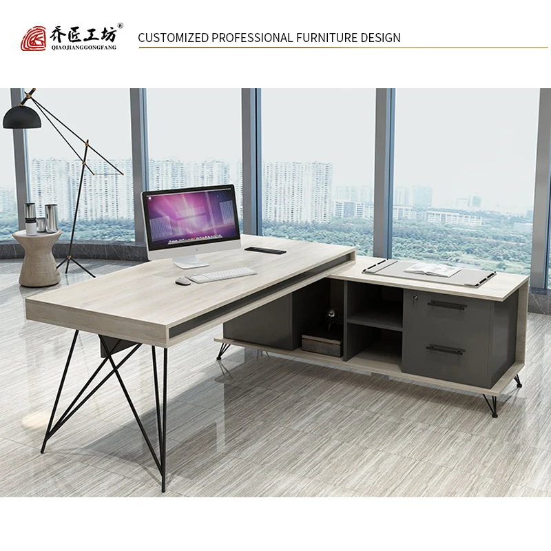 Современный стол L-образной формы в стиле лофт, офисная мебель, стол в комплекте со стулом, стол для босса