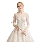 French design Bridal Ball Gown gold trailing princess luxury wedding dress