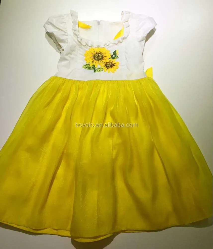 Vestido Bordado A Mano De Girasoles Para Niñas Nuevo Diseño 2015 - Buy 2015  Nuevo Diseño Chicas Sol Flor Bordado A Mano,Bordado A Mano Bebé  Vestido,Amarillo Vestidos De Niña De Las Flores