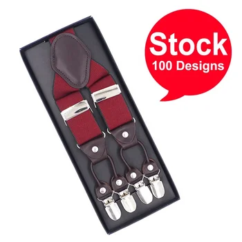 Factory Custom Wholesale Stock Adjustable Elastic Heavy Duty Men's 3.5cm Clip-on Y Shaped Back Braces Suspenders
