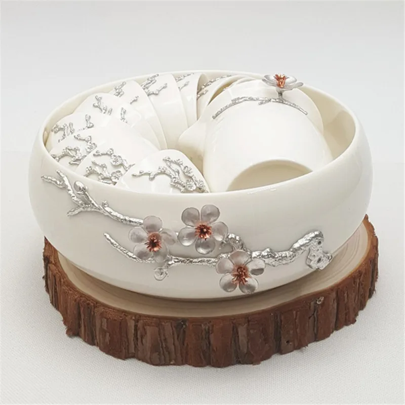 Прямая поставка с завода изысканный керамический чайный набор для мытья большая миска белый фарфоровый очистки чайной чашки