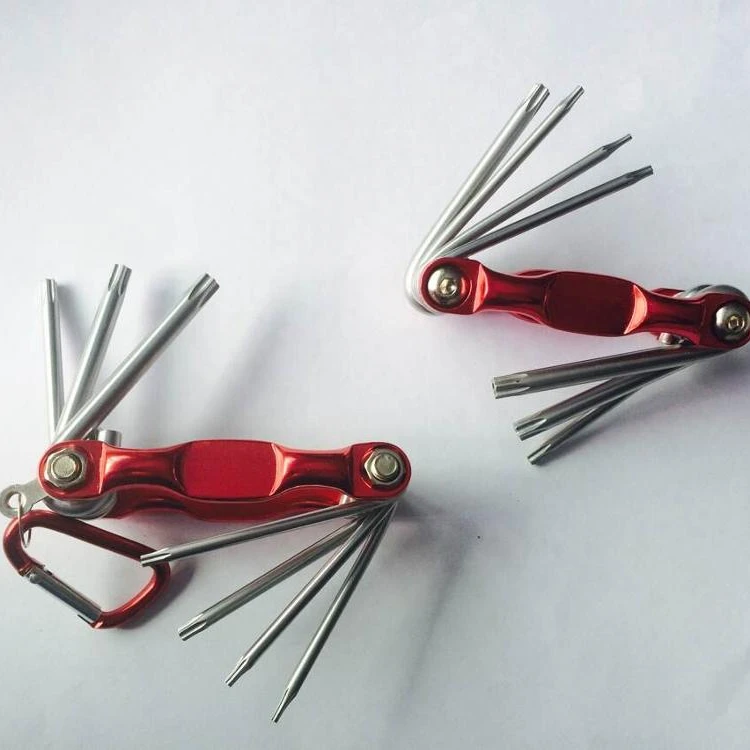 Folding Torx Hex Key 7pcs Torx Allen Key Set With Ring Star Hex Key
