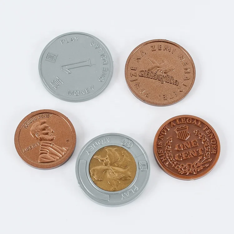 Custom Cheap Grey and Brown Imitate Antique Plastic Money Coin/token