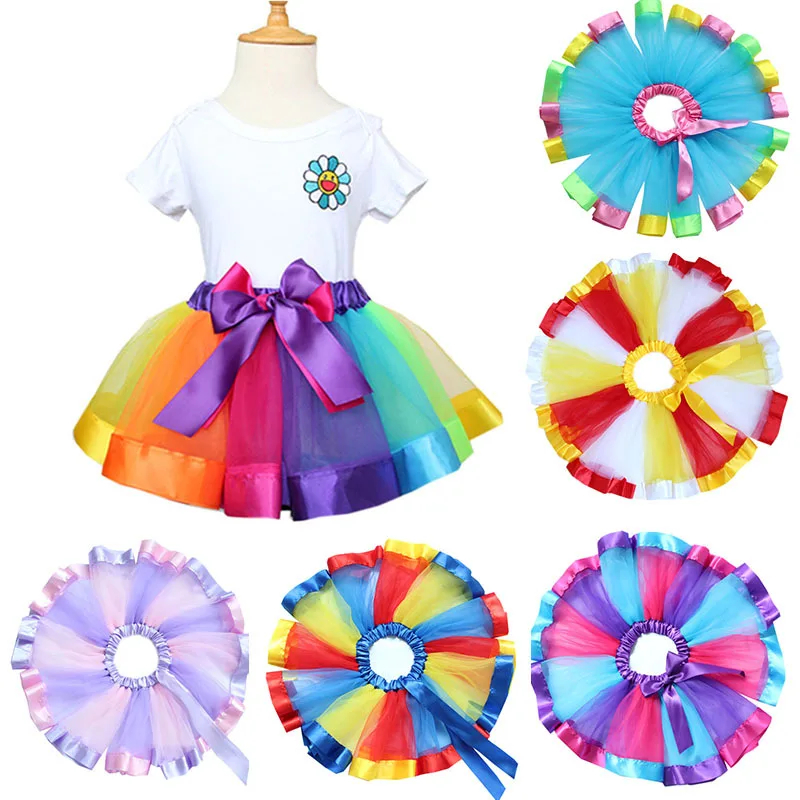 Kids Baby Girls Rainbow Princess Party Ballet Dancewear tulle tutu jupe Robes 