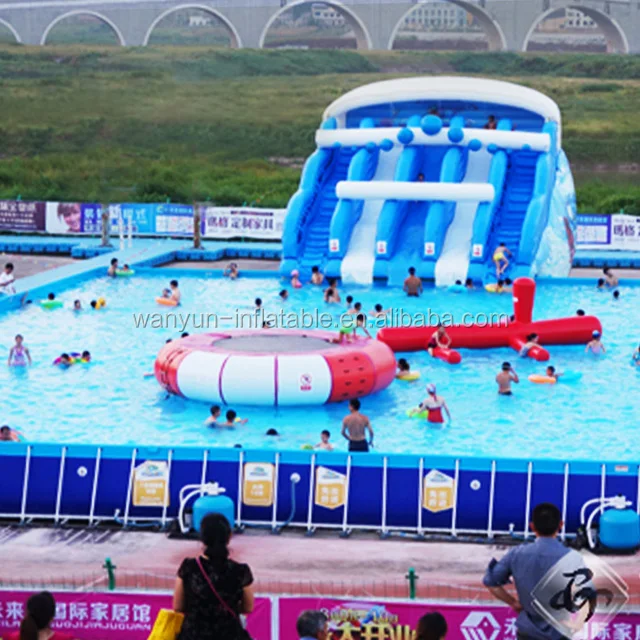 Горячая продажа металлическая рамка плавательный бассейн с прямоугольным металлическим каркасный бассейн ПВХ брезент с ткань стенты для бассейна