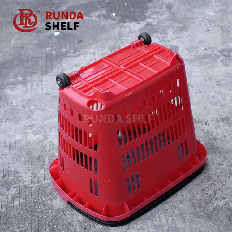 HB-08 Plastic Foldingl Wicker Shopping Basket with Wheels