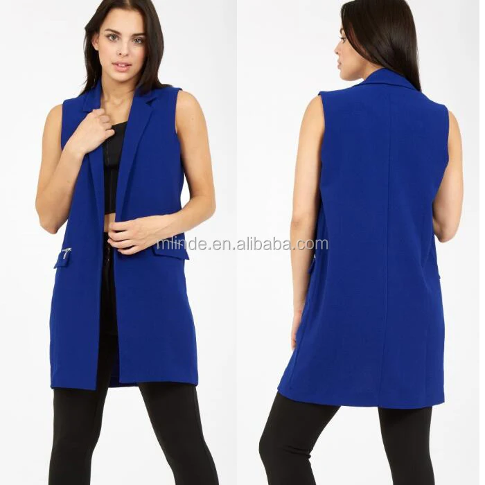 blue sleeveless coat