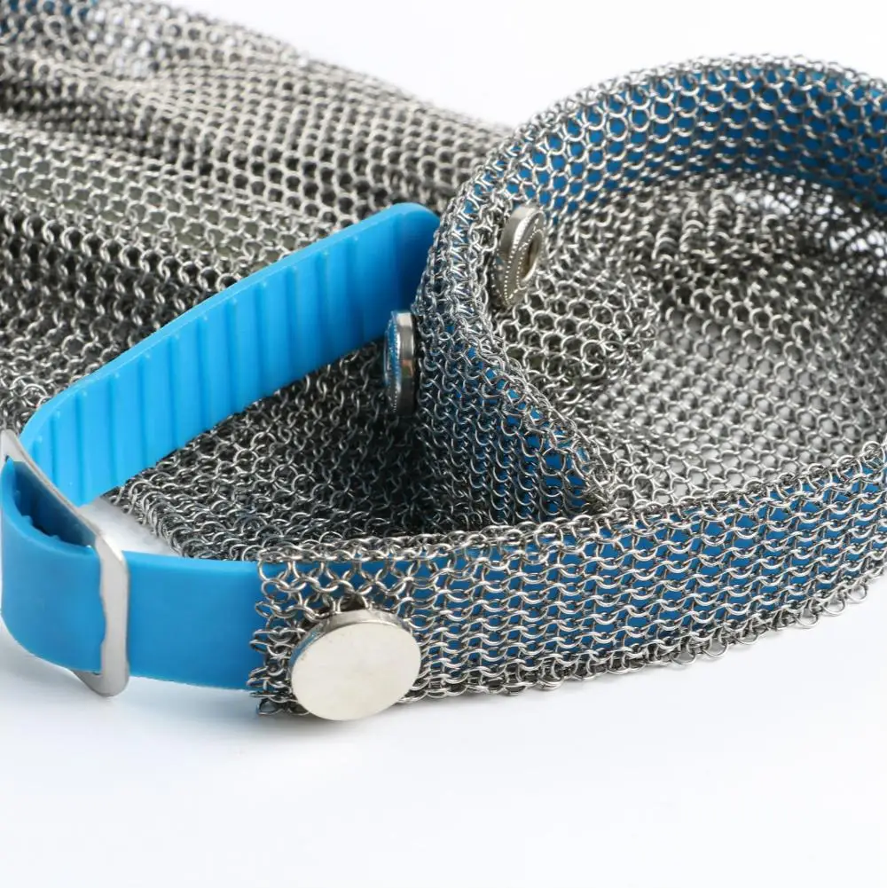 Chainmail Ring Mesh Anti Cutting Resistant Mesh Work Stainless Steel Gloves With 15mm Long Cuff