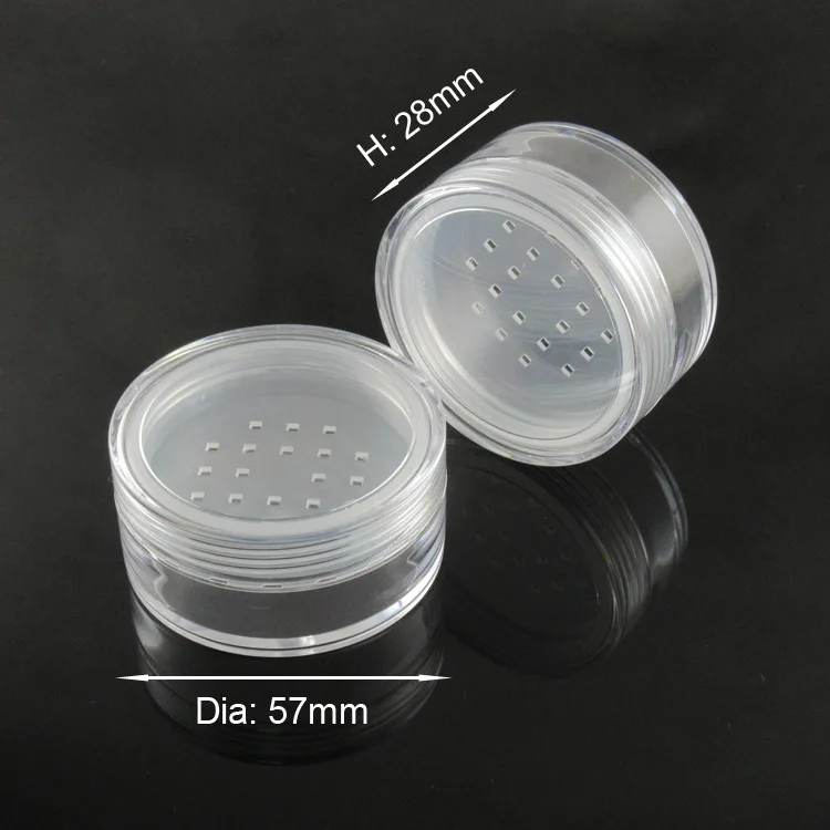 Free Shipping MOQ 500pcs TM-ES1837 20ml clear Cosmetic Loose Powder Container Empty Plastic Transparent case with