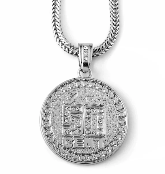 Funky Design Cool Hip Hop Gold 50 Cent Pendant Necklace
