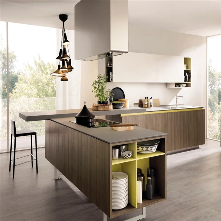 Простой кухонный шкаф из меламина с обеденным столом