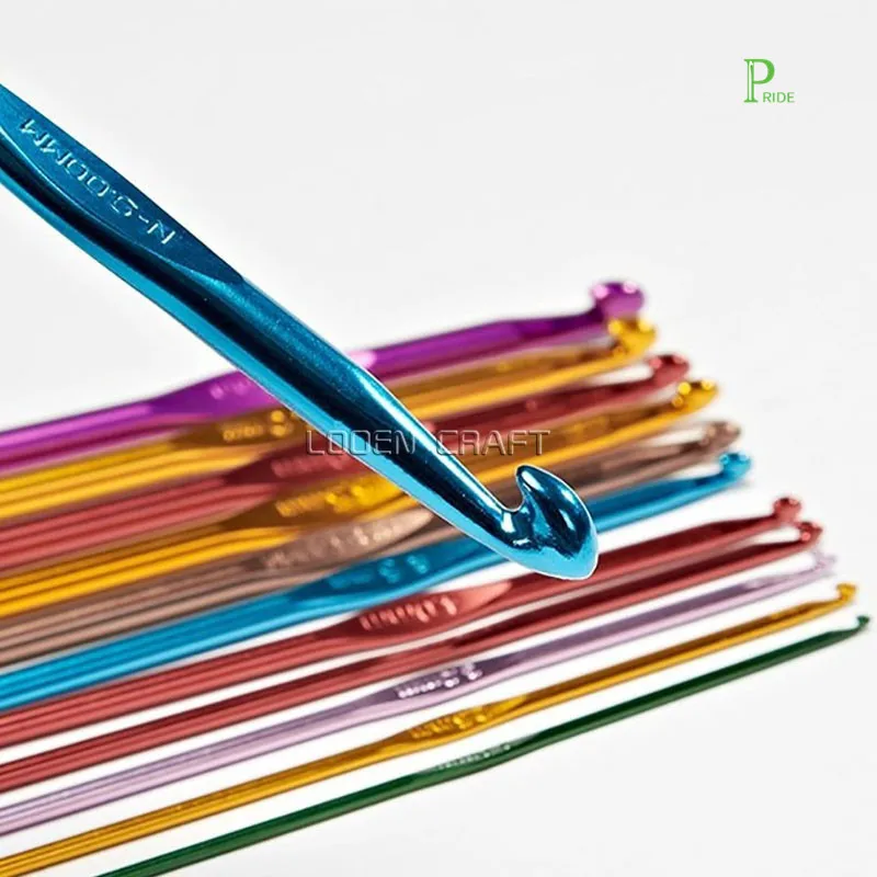 14 Pcs Multicolor Aluminum Crochet Hooks Knitting Needles Craft Yarn 2 10mm P 24885376 Cat 8456