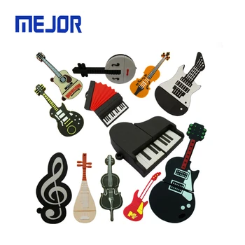 Music theme Cartoon PVC gift custom 4g logo Guitar shape memoria usb flash stick Pen drive 8G