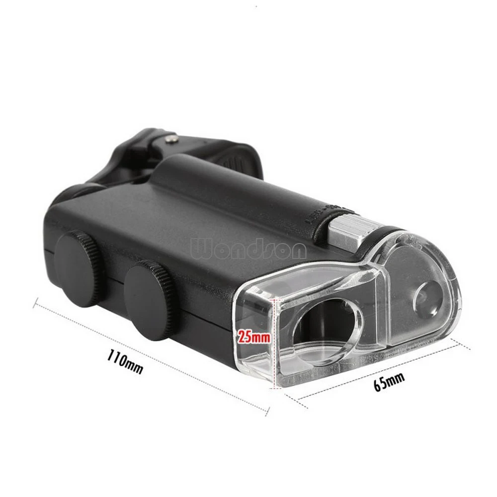 Портативная Лупа для телефона, увеличительное стекло для ювелирных изделий Gem 60-100X, регулируемый микроскоп, увеличительное устройство со светодиодной подсветкой и УФ-светом