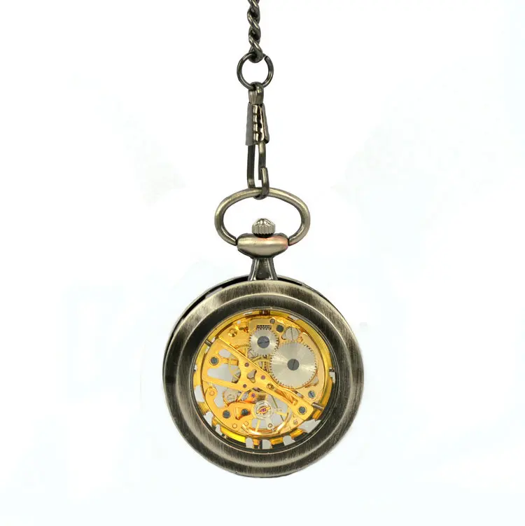 Антикварные Механические карманные часы-скелетоны с открытым лицом, карманные часы с ручным заводом