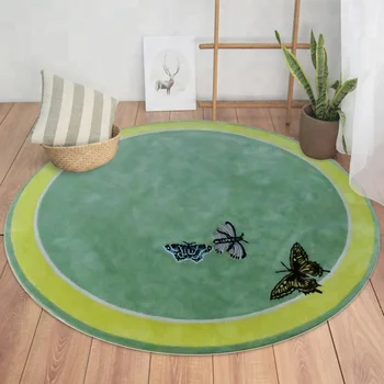 Butterfly Round Carpet Bedroom Home Non Slip Fitness Yoga Mat Floor Area Rug Chinese Hand tufted carpet rug