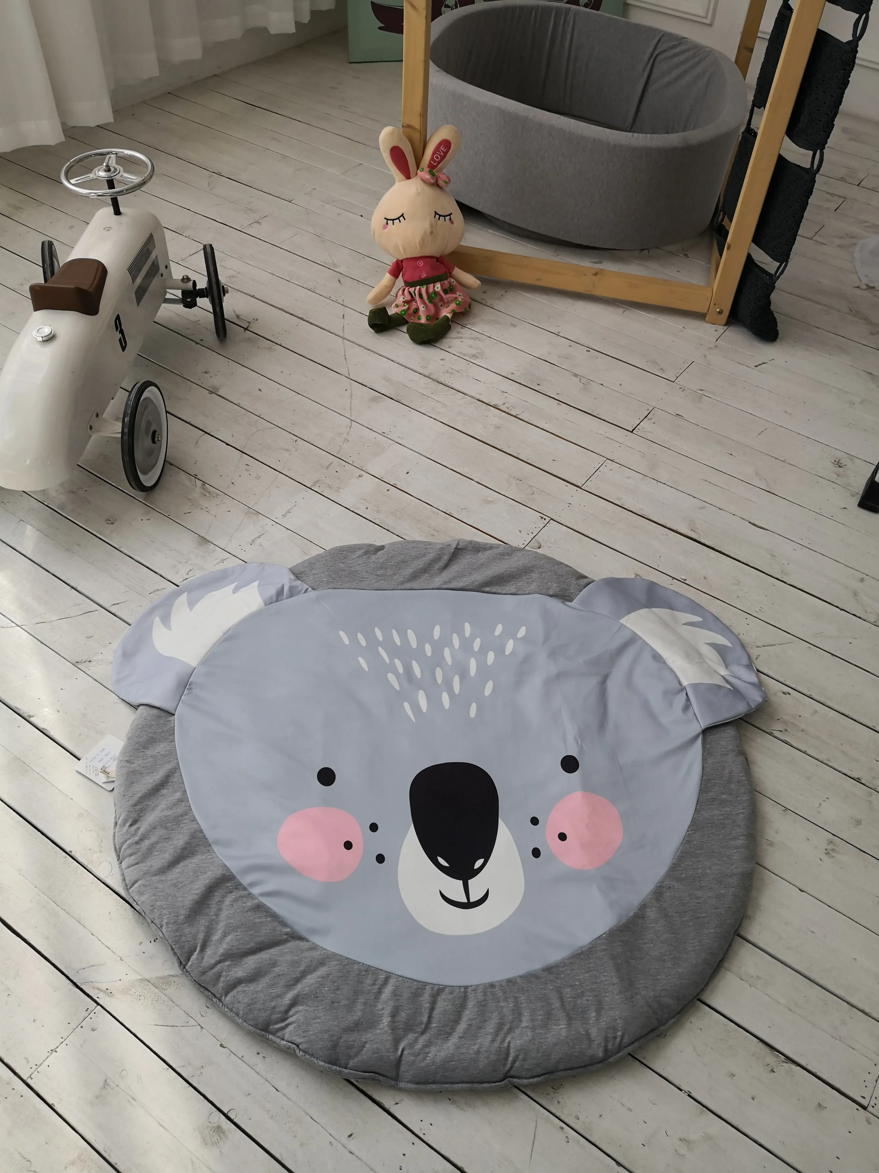 Новый серый круглый детский игровой коврик Koala толщина 2 см для скалолазания домашний