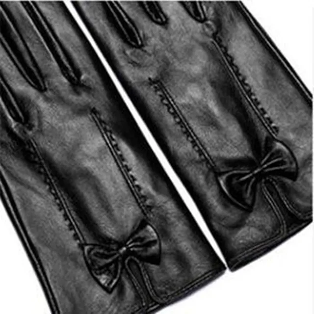 Модная черная зимняя женская ветрозащитная варежка из натуральной овечьей кожи с