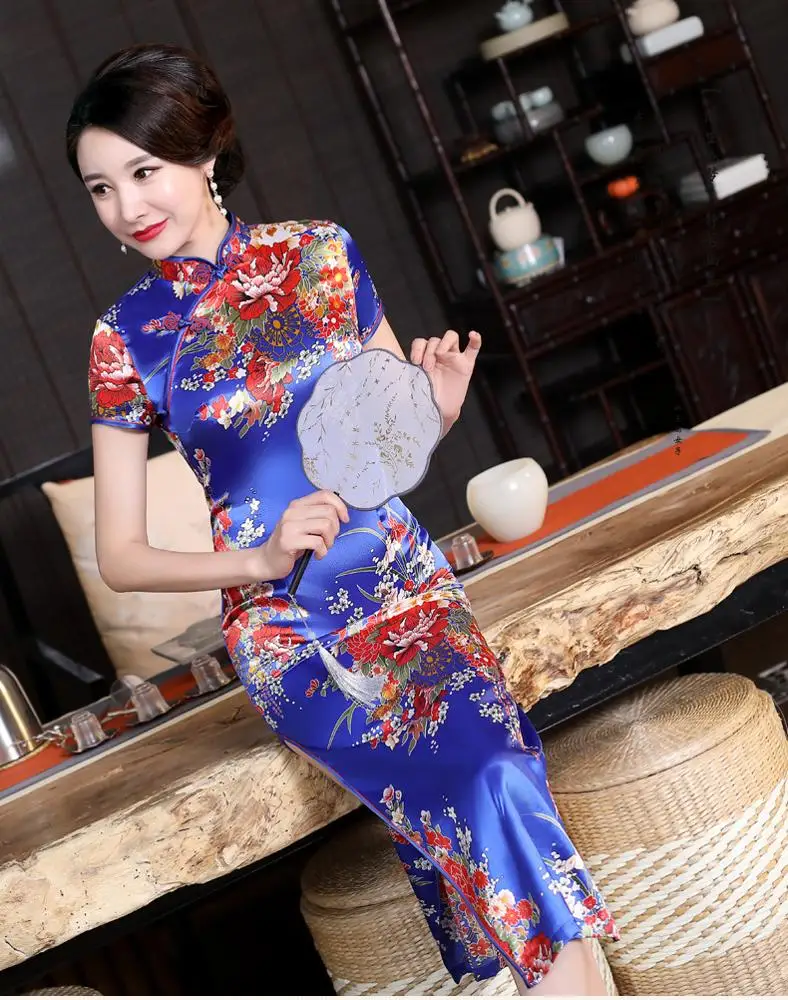 Vintage Floral Cheongsam Dress for Women | Modern Qipao Dress | Eco-Friendly, Washable Silk Cheongsam for Summer Vintage Floral Cheongsam Dress for Women | Modern Qipao Dress | Eco-Friendly, Washable Silk Cheongsam for Summer