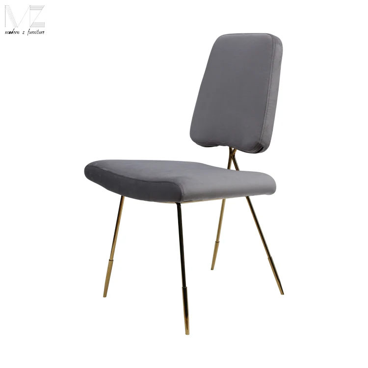 Стул обеденный из бархатной ткани с рамкой нержавеющей стали золотистого цвета