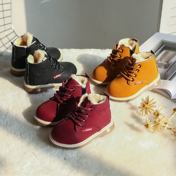 Оптовая продажа, новый стиль, теплые резиновые полуботинки Martin для маленьких мальчиков