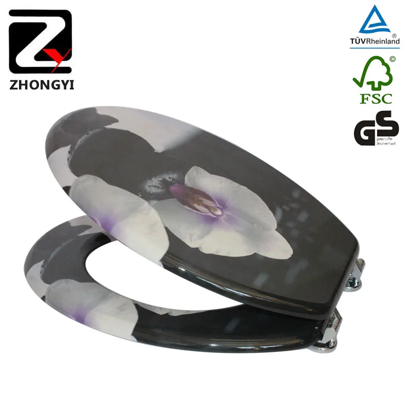 Professional MDF Design Printing Flower Toilet Seat