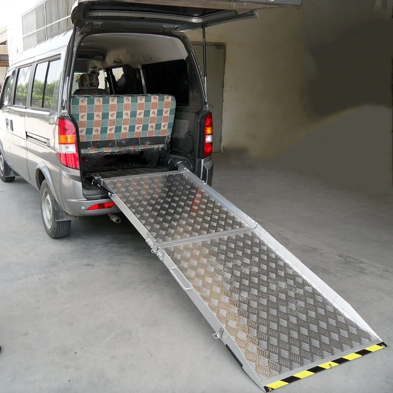Van Car Manual Wheelchair Folding Ramp Aluminum Handicap Accessible Loading Lift Ramp for Disabled People Loading 350Kg
