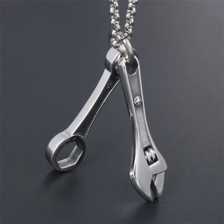 Direct Factory Price China Jewelry Wholesale Men Unique Stainless Steel Pendant Spanner Wrench Necklace