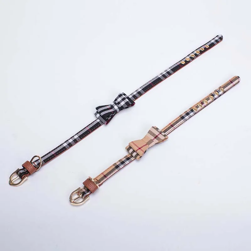 Оптовая продажа кожаный плед галстук бабочка собака ошейник