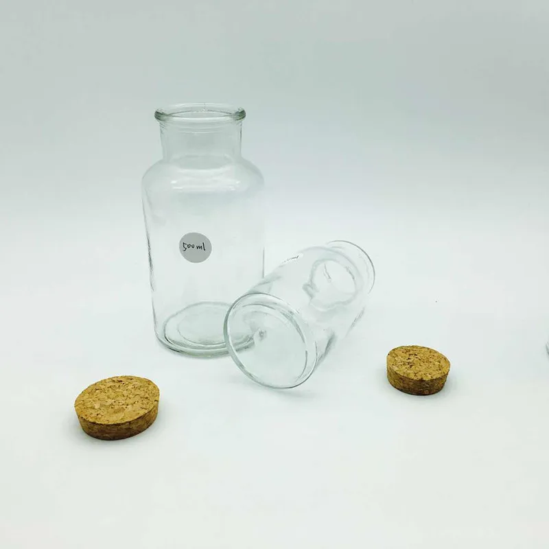 Jars Clear 250ml 500ml Apothecary Glass Bottle Apothecary Jar With Cork Lid