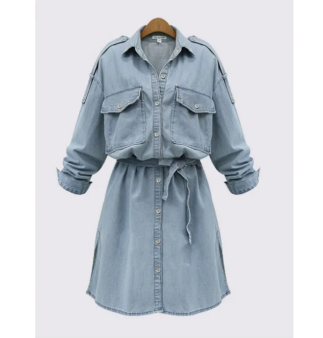 long denim dress with sleeves