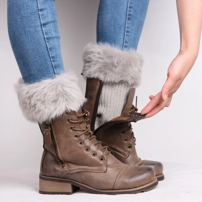 New Women Winter Warm Faux Fur Cover Cuff Socks Boot Socks Boots socks with fur
