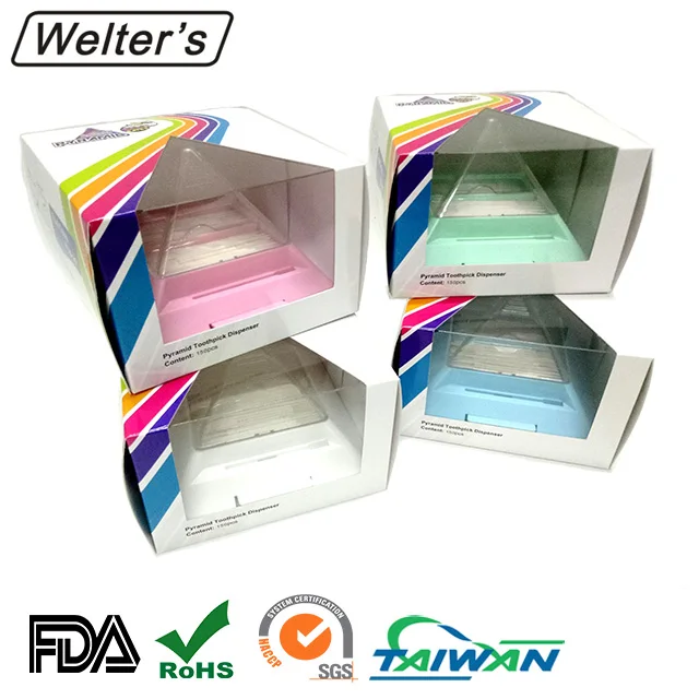 Элегантный стильный пластиковый дозатор зубочисток в виде пирамиды белого цвета