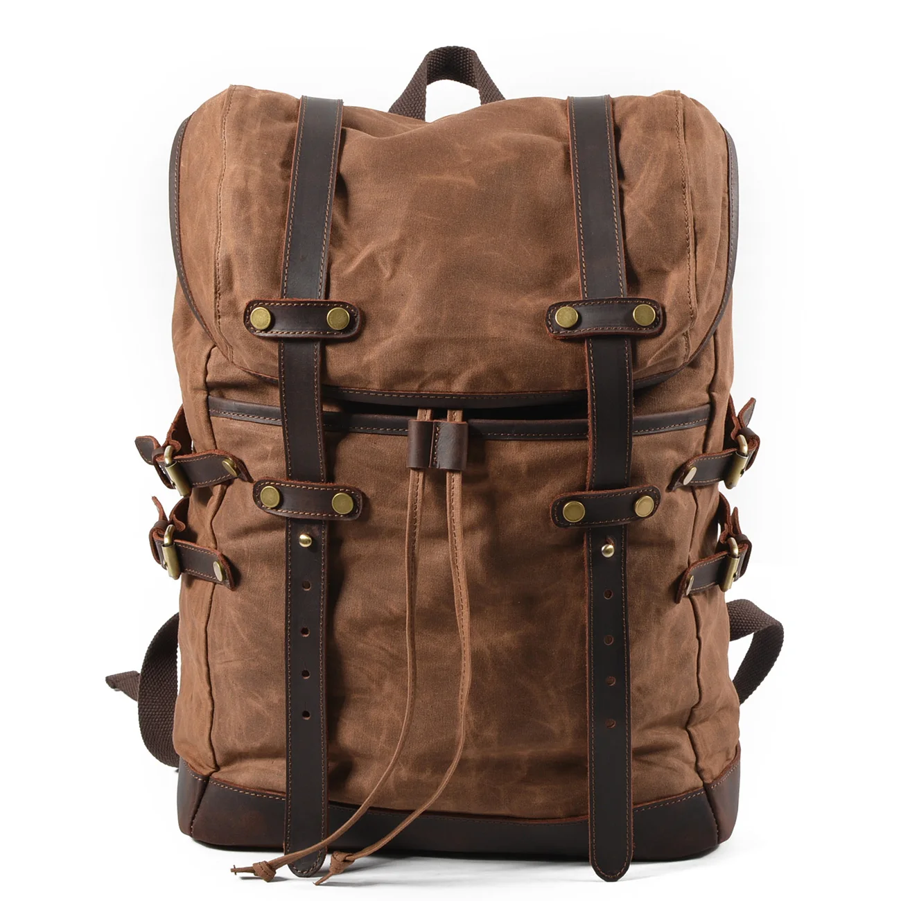  High quality outdoor hard wax backpack hiking tactical thick canvas backpack