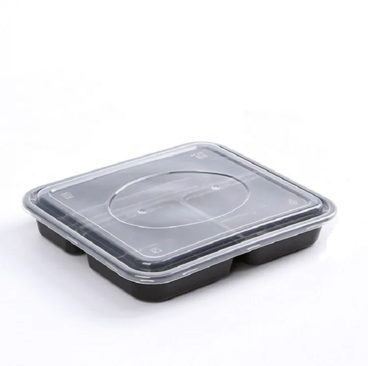 3-Compartment Disposable Plastic food trays, takeaway containers