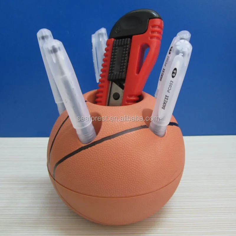 Morza Pen Holder de Basket-Ball Stand Mesh Crayon Porte-Support m/étallique Maille Stylo Pen m/étal Organisateur Ronde rembourr/é Noir de Base pour Office Desk