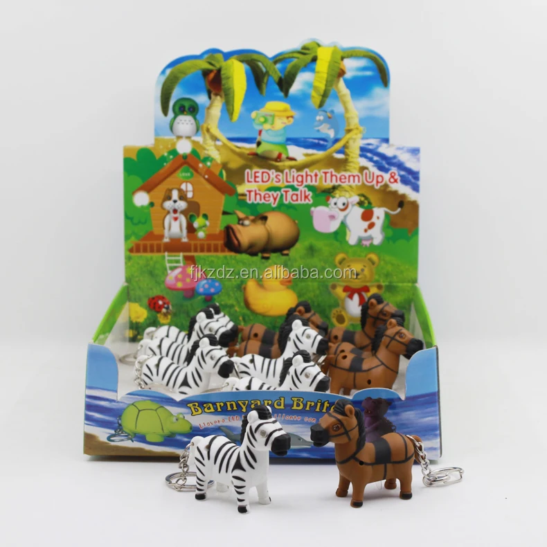 Keychain Factory zebra Keyring Horse Light up Animal Sound Led Keychain