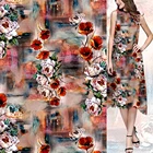 Factory can directly customize Digital printing 75D crepe, chiffon flower puzzle, fashion silk printed clothing fabric