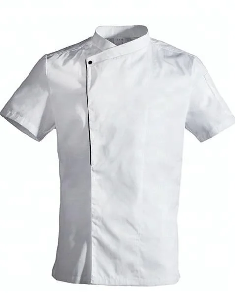 Заводская цена, современная белая униформа шеф-повара с короткими рукавами на заказ, Высококачественная куртка для ресторана