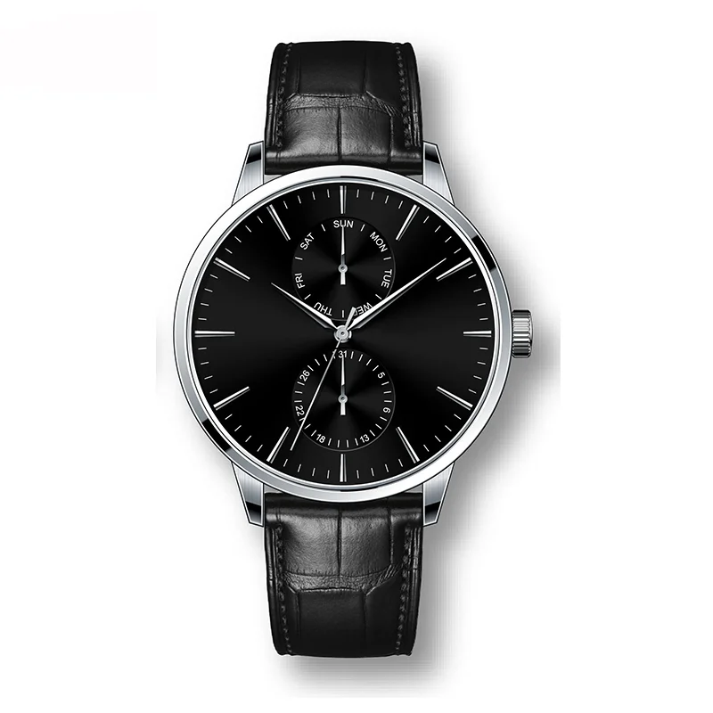 Stylish Leather Strap Chronograph Quartz Custom Watch Luxury