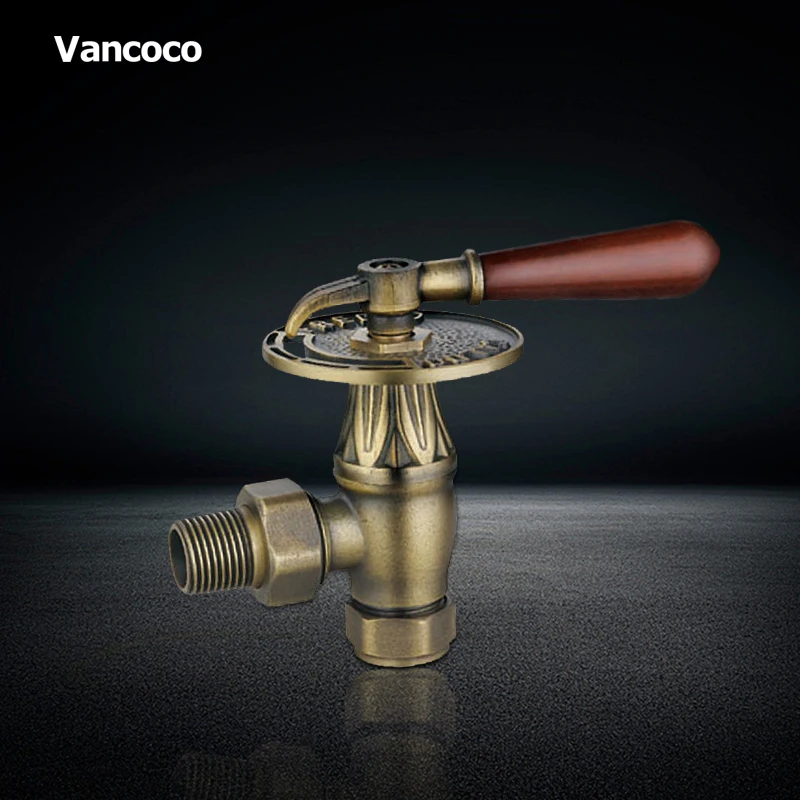 
Русский клапан vancoco YK223B-J Античная бронзовая ручной клапан радиатора с деревянной ручкой 