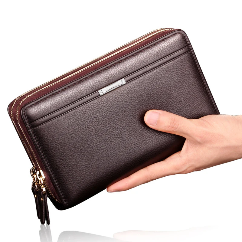 Genuine Leather Luxury Men's Long Zipper Wallets | Long Wallets for Men