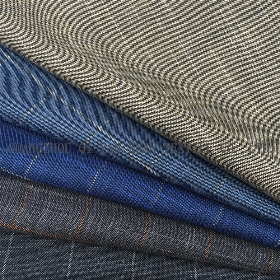 Оптовая продажа, полиэстер, вискоза, смесь материала, клетчатый дизайн, текстурированный костюм, мужской костюм, Блейзер, ткань для лета