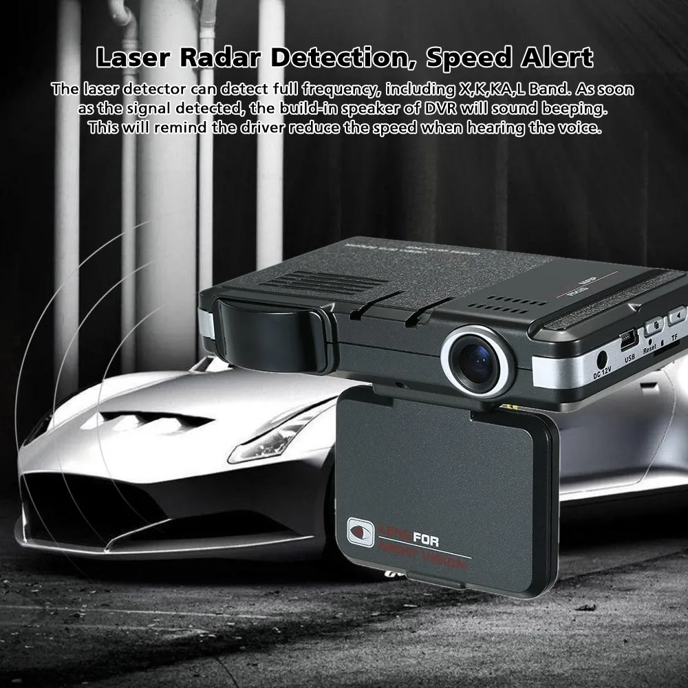 2 in1 Car DVR Speed Anti Laser Radar Detector Camera Video