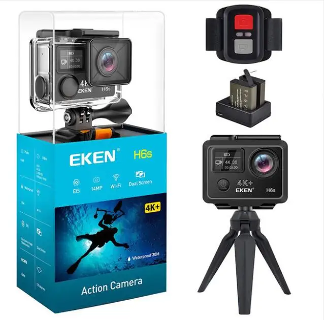 EKEN® H6S SPORT ACTION PRO CAM 4K ULTRA HD WIFI EIS VIDEOCAMERA SUBACQUEA IP68 