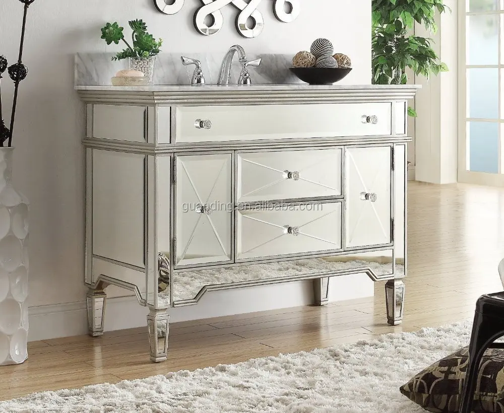 Bathroom Sink Vanity B Lack Top Mirrored Chest