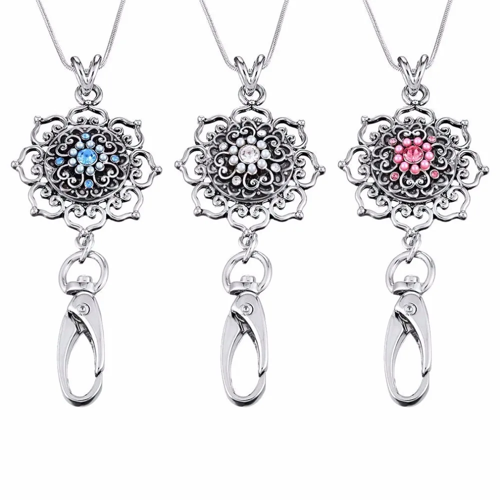 Колье с кольцом для ключей и цепочкой сменная застежка держателем Id-карты ювелирное