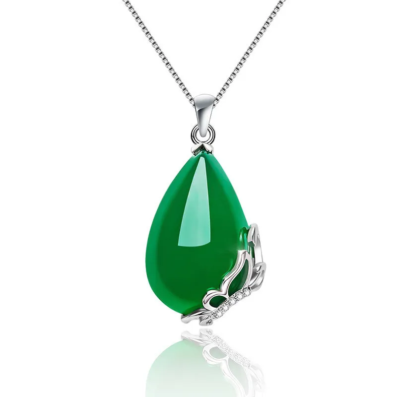 Buy 925 Silver Female Necklace,Green 