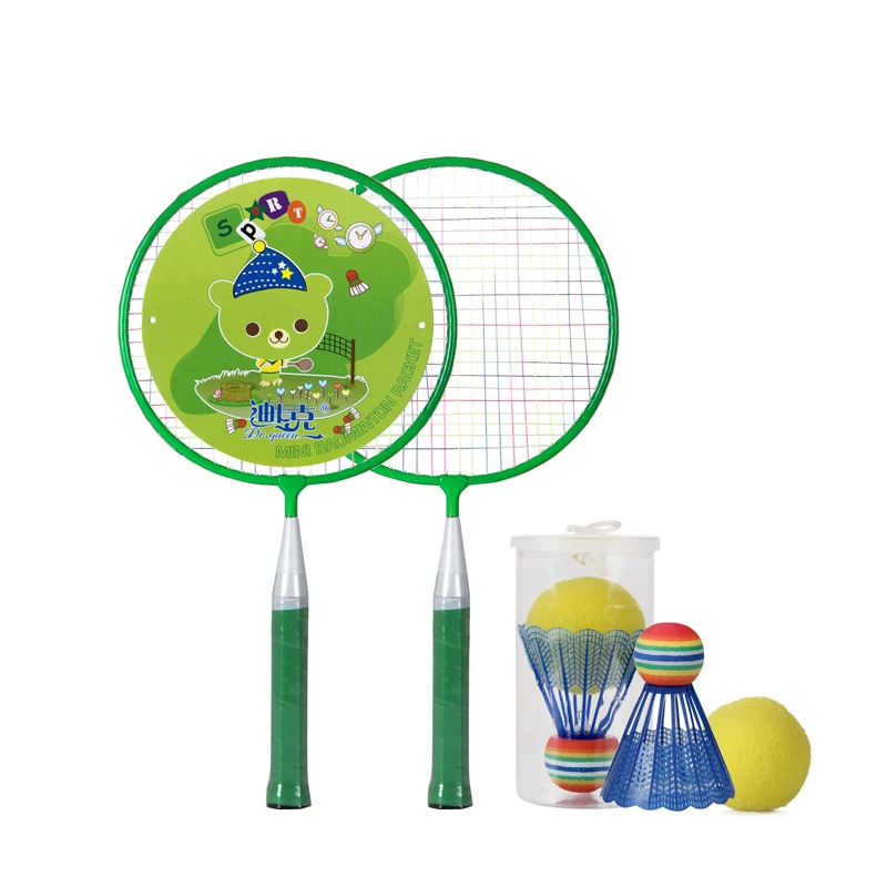 DECOQ Kids Badminton Racket with Badminton Ball Feather Ball Nylon Alloy Durable Professional Racquet Set for Kids Outdoor Toy