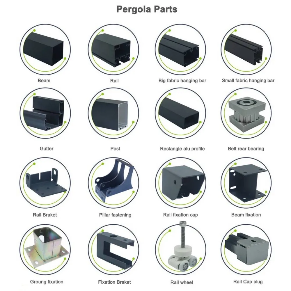 Factory wholesale price pergola components aluminum pergola parts for sale